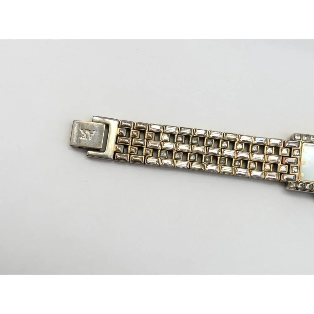 Anne Klein Gold T 735H Rhinestone Mother of Pearl Vintage Wristwatch - 20mm
